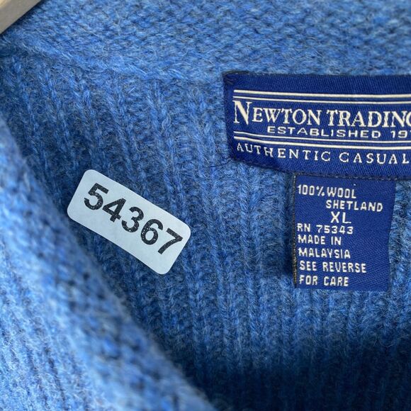 NEWTON TRADING CO. Sweater Womens XL Wool Shetland Colorblock Jumper Blue Gray - Picture 13 of 13